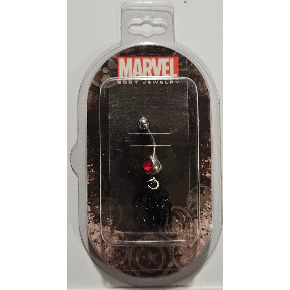Marvel Spiderman Belly Button Ring Red Gem Body Jewelry Piercing New